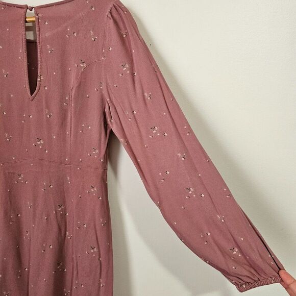 EUC AMERICAN EAGLE OUTFITTERS BLUSH PINK DITSY FLORAL RUFFLED SHORT DRESS SZ M - Picture 7 of 16